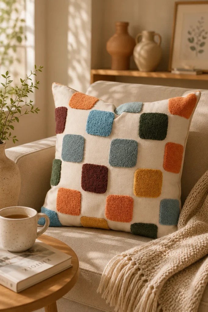 The Embroidered Pillow That's Basically a Color-Block Painting You Can Hug
